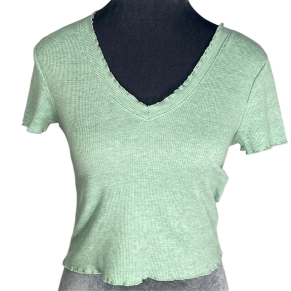 Wild Fable Lattice Hemmed Aqua Crop Top